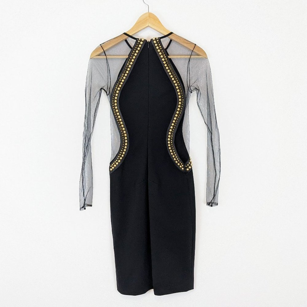 Philipp Plein Couture Limited Edition Black Dress Mesh Studs Leather - Picture 2 of 15